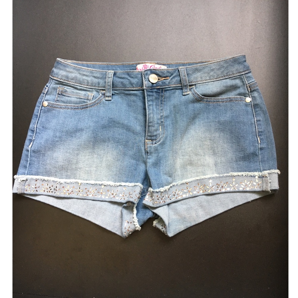 Denim sequins shorts